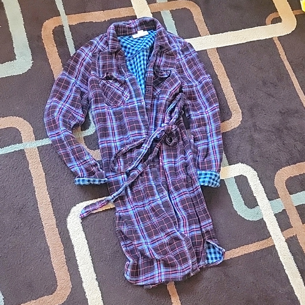Maternity flannel shirt dress